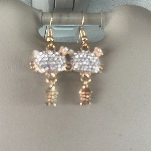 New super cute rhinestone accent it cat earrings with fishscale dangles